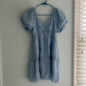 BDG Blue Ruched Ruffled Mini Sundress